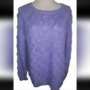 Appleseed's Purple Open Knit Sweater Acrylic Alpaca Size Large Minimalist